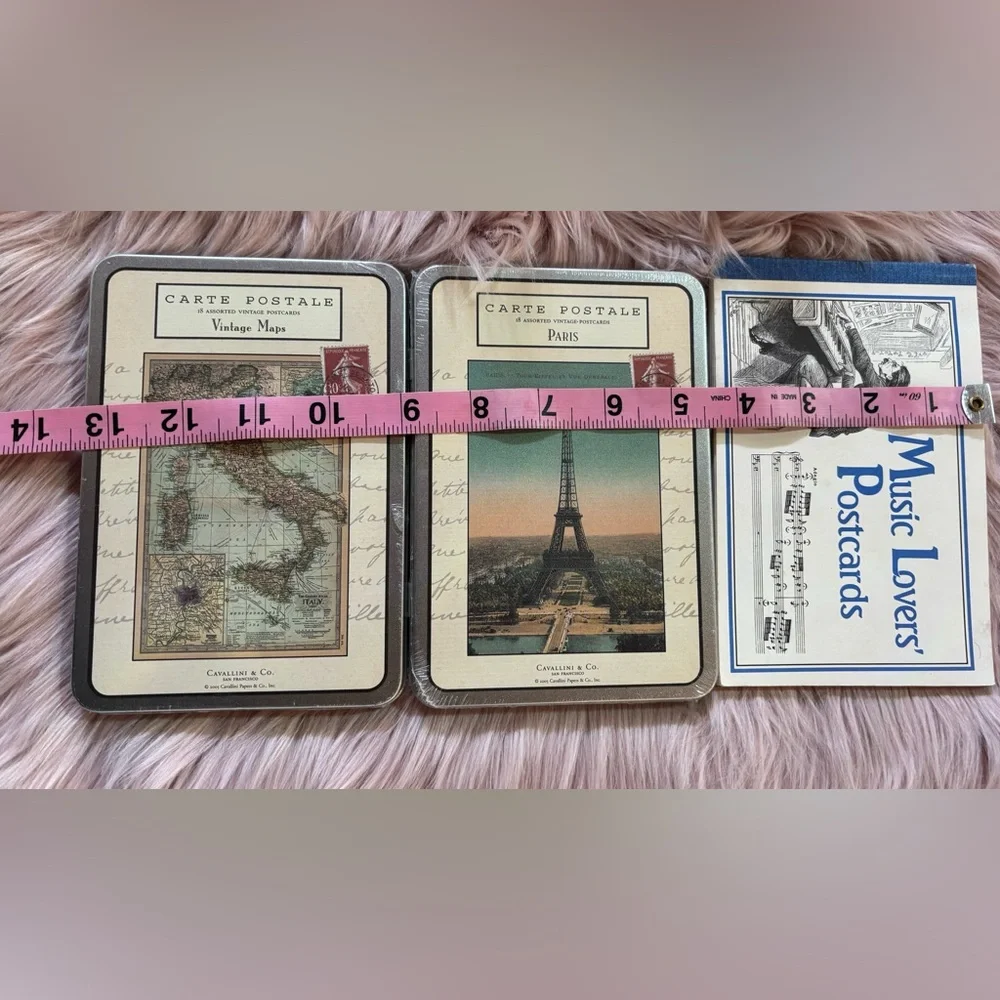 Vintage Style Carte Postale Tins with Postcards (Set of 2)